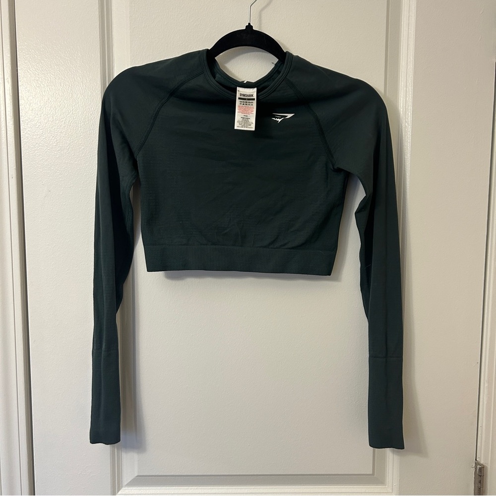 Gymshark Vital Seamless Long Sleeve Crop Top in Dark Green